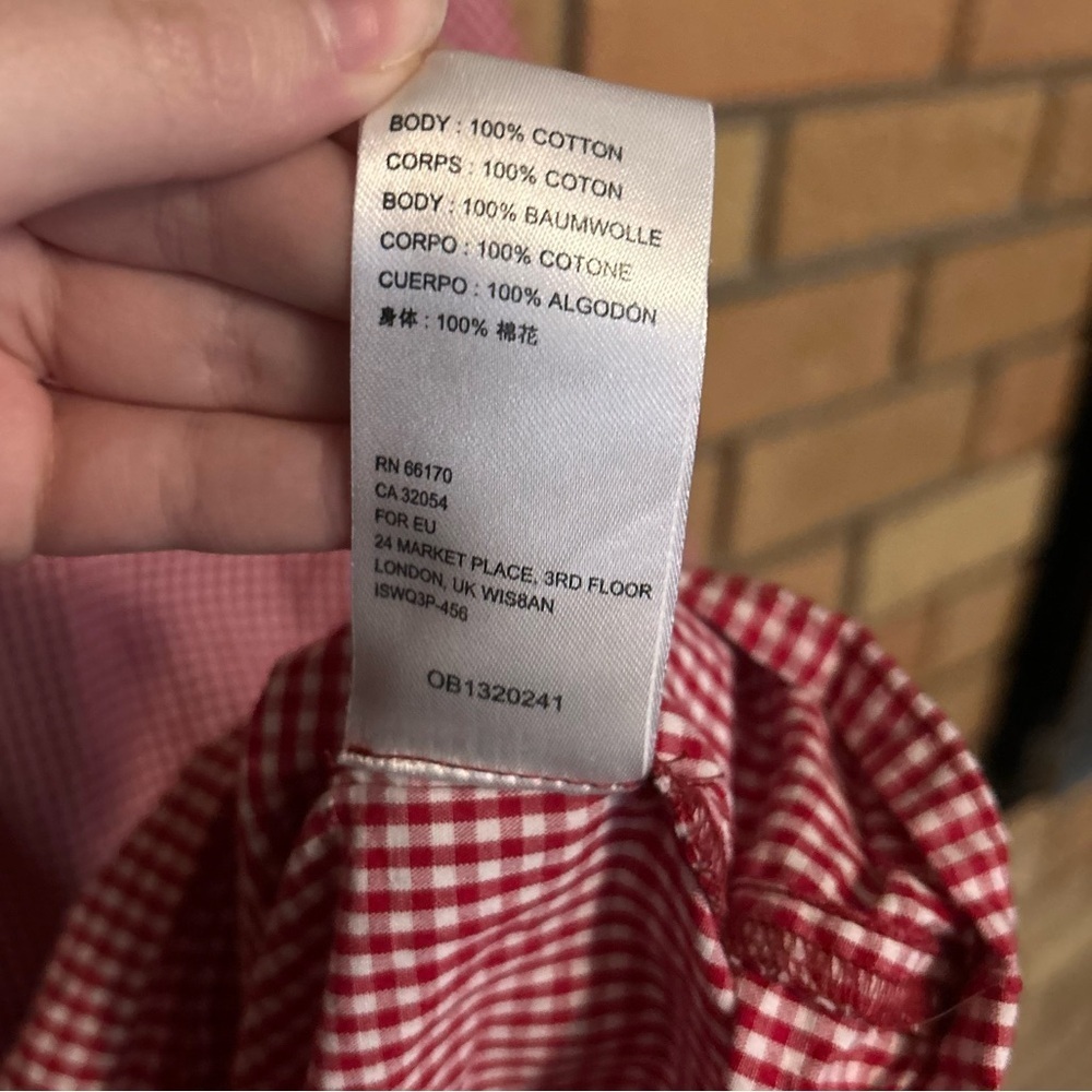 Maeve Anthropologie Gingham Tunic Top Red & White Blouse Oversized Size Small - Picture 6 of 8